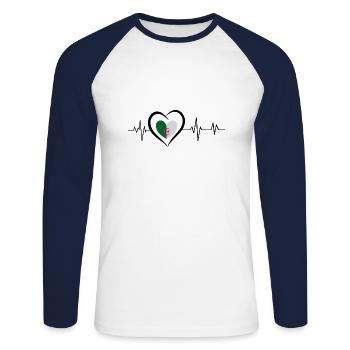 heartbeat Algeria - Unisex Long Sleeve Baseball T-Shirt - white/navy - Front - Nik (191cm)
