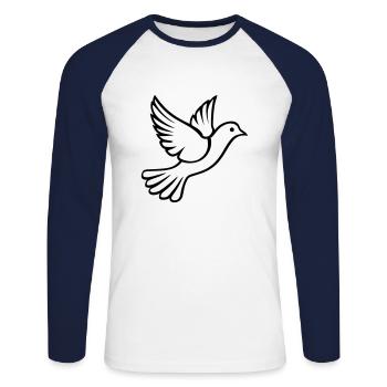 Colombe - T-shirt baseball manches longues Homme - blanc/marine - Devant - Nik (191cm)