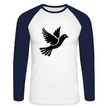 Colombe - T-shirt baseball manches longues Homme - blanc/marine - Devant - Nik (191cm)