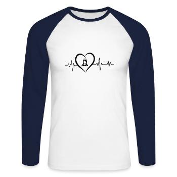 Herzschlag Krankenschwester - Unisex Baseballshirt langarm - Weiß/Navy - Vorne - Nik (191cm)