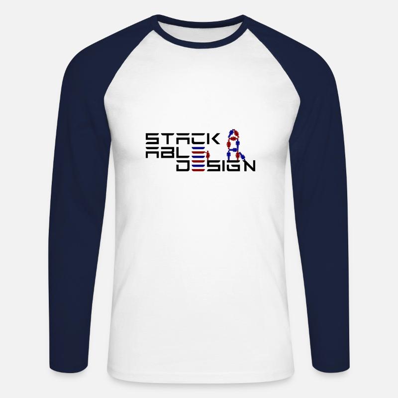 Stackable Design - Humans - Unisex Long Sleeve Baseball T-Shirt - white/navy