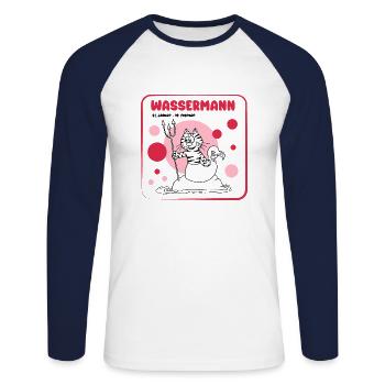 Zodiac sign Aquarius - Unisex Long Sleeve Baseball T-Shirt - white/navy - Front - Nik (191cm)