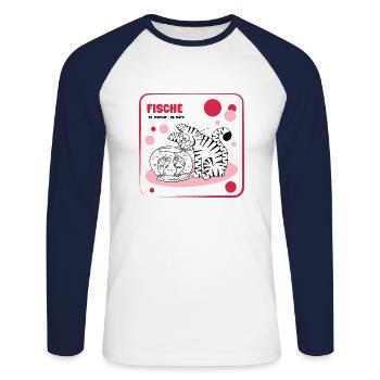 Sternzeichen Fische - Unisex Baseballshirt langarm - Weiß/Navy - Vorne - Nik (191cm)