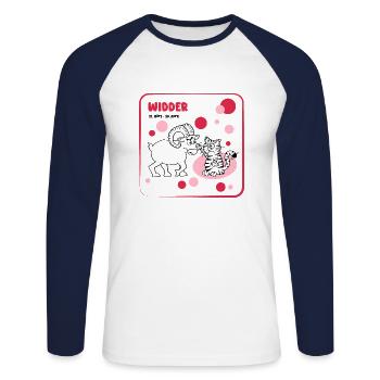 Sternzeichen Widder - Unisex Baseballshirt langarm - Weiß/Navy - Vorne - Nik (191cm)