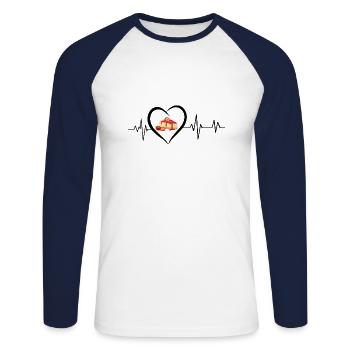 battement de cœur cheesecake - T-shirt baseball manches longues Homme - blanc/marine - Devant - Nik (191cm)