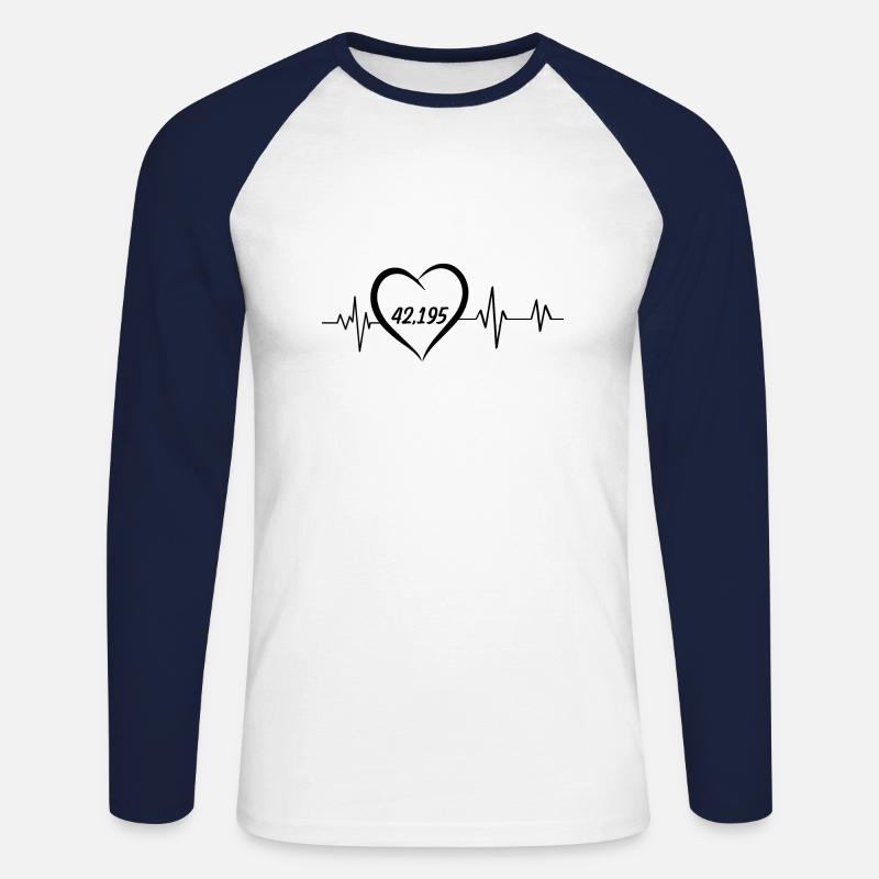 Herzschlagfrequenz Marathon Rennen - Unisex Baseballshirt langarm - Weiß/Navy