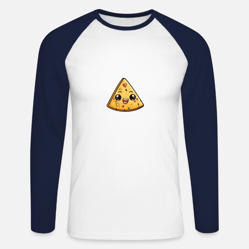 Lächelnder Nacho Chip - Unisex Baseballshirt langarm - Weiß/Navy