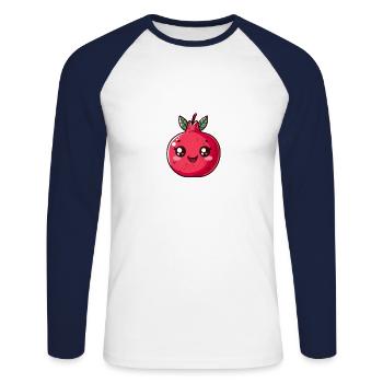 Cute cartoon style pomegranate - Unisex Long Sleeve Baseball T-Shirt - white/navy - Front - Nik (191cm)