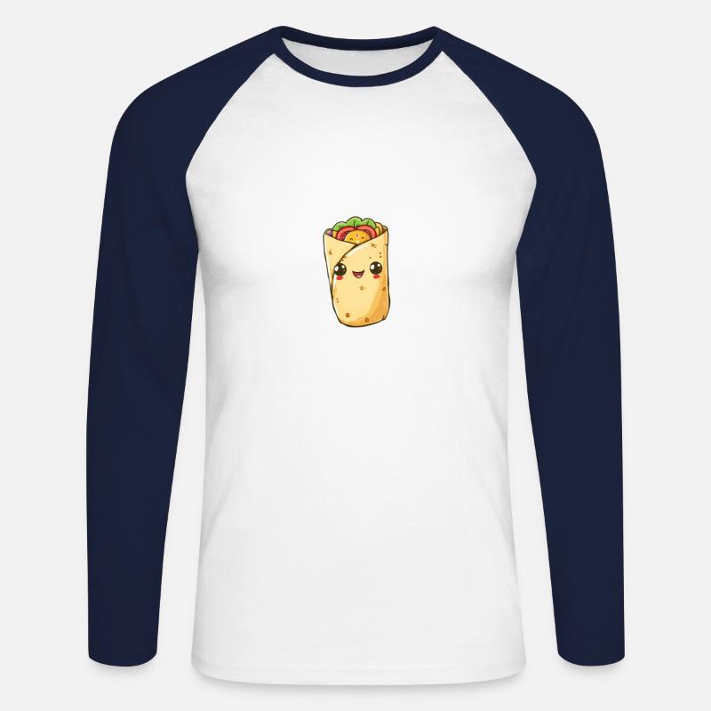 Appetitlicher Wrap Kebab Cartoon - Unisex Baseballshirt langarm - Weiß/Navy