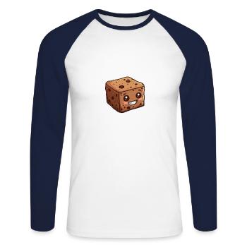Personnage mignon de brownie dans le style dessin animé - T-shirt baseball manches longues Homme - blanc/marine - Devant - Nik (191cm)