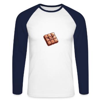 Barre de chocolat ludique dessin animé - Delicious G - T-shirt baseball manches longues Homme - blanc/marine - Devant - Nik (191cm)