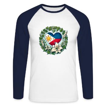 Philippinen - Unisex Baseballshirt langarm - Weiß/Navy - Vorne - Nik (191cm)