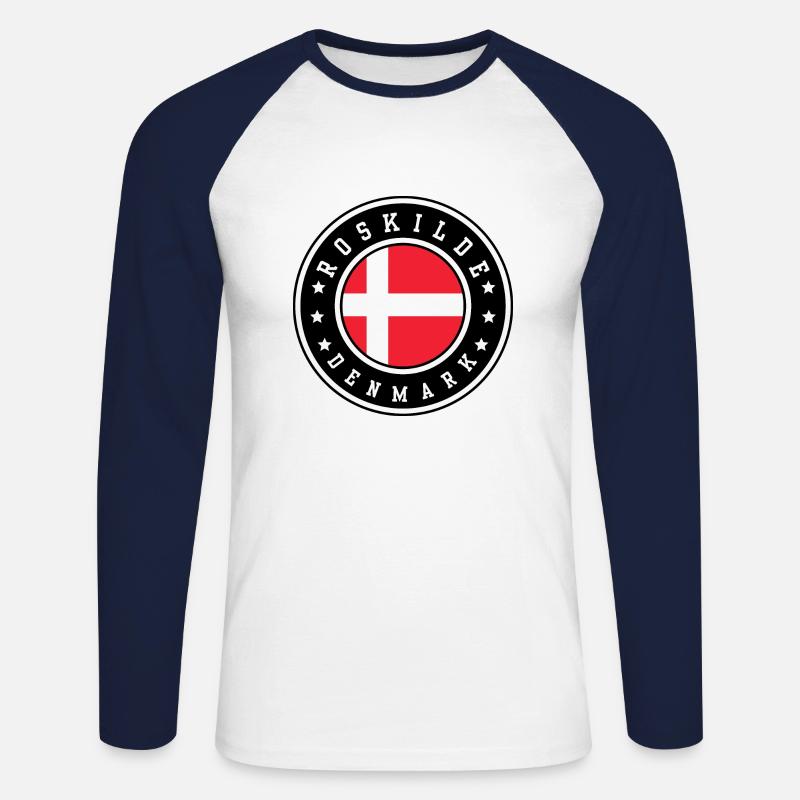 Roskilde, Dänemark - Unisex Baseballshirt langarm - Weiß/Navy