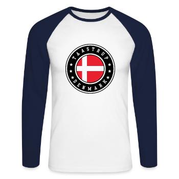 Taastrup Danemark - T-shirt baseball manches longues Homme - blanc/marine - Devant - Nik (191cm)