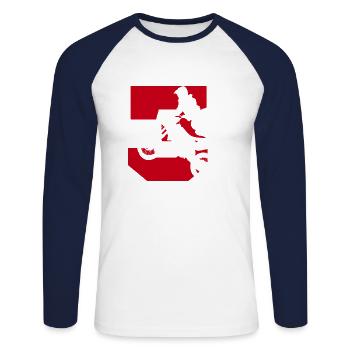 Moto 3 motard - T-shirt baseball manches longues Homme - blanc/marine - Devant - Nik (191cm)