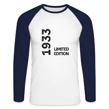 1933 limited edition - T-shirt baseball manches longues Homme - blanc/marine - Devant - Nik (191cm)