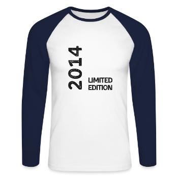 2014 Limitierte Auflage - Unisex Baseballshirt langarm - Weiß/Navy - Vorne - Nik (191cm)