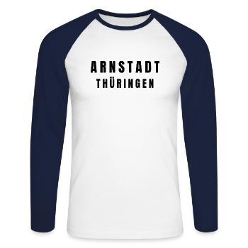Arnstadt, Thuringia - Unisex Long Sleeve Baseball T-Shirt - white/navy - Front - Nik (191cm)