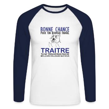 New job departure colleague job good luck - Unisex Long Sleeve Baseball T-Shirt - white/navy - Front - Nik (191cm)