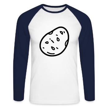 patate - T-shirt baseball manches longues Homme - blanc/marine - Devant - Nik (191cm)