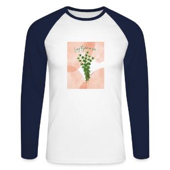 Long Thyme No See Herb Pun Design - Unisex Long Sleeve Baseball T-Shirt - white/navy - Front - Nik (191cm)
