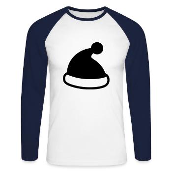 Christmas hat - Unisex Long Sleeve Baseball T-Shirt - white/navy - Front - Nik (191cm)