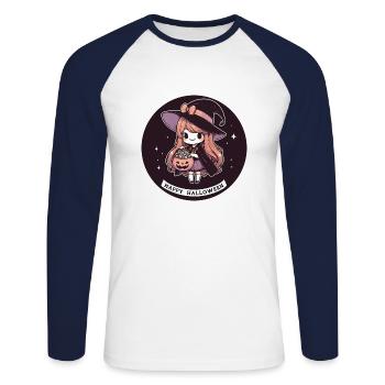 Sorcière d’Halloween pour les enfants - T-shirt baseball manches longues Homme - blanc/marine - Devant - Nik (191cm)