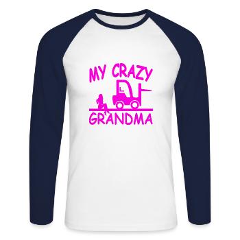 Granny - Unisex Long Sleeve Baseball T-Shirt - white/navy - Front - Nik (191cm)
