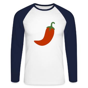 piment - T-shirt baseball manches longues Homme - blanc/marine - Devant - Nik (191cm)