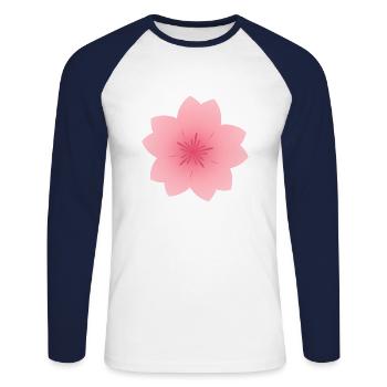 Sakura - Unisex Long Sleeve Baseball T-Shirt - white/navy - Front - Nik (191cm)