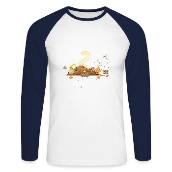 2e anniversaire chantier de construction - T-shirt baseball manches longues Homme - blanc/marine - Devant - Nik (191cm)