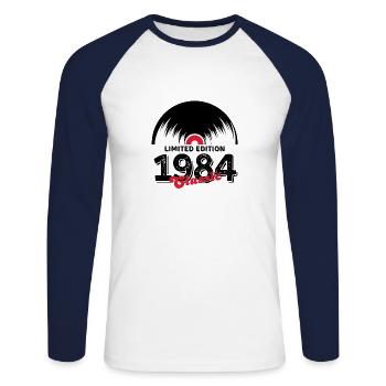 Limitierte Auflage 1984 Klassisches Vinyl - Unisex Baseballshirt langarm - Weiß/Navy - Vorne - Nik (191cm)