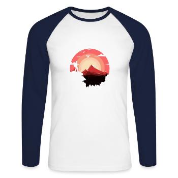 Klettern bei Sonnenuntergang - Unisex Baseballshirt langarm - Weiß/Navy - Vorne - Nik (191cm)