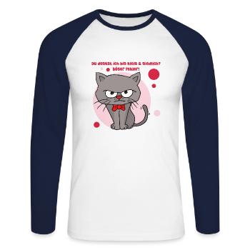 Vous pensez que je suis petite et mignonne ? Mauvaise erreur - T-shirt baseball manches longues Homme - blanc/marine - Devant - Nik (191cm)