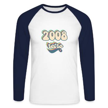 2008 Retro Geschenkidee - Unisex Baseballshirt langarm - Weiß/Navy - Vorne - Nik (191cm)
