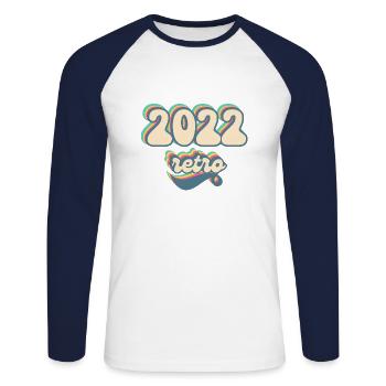 2022 Retro Gift Idea - Unisex Long Sleeve Baseball T-Shirt - white/navy - Front - Nik (191cm)