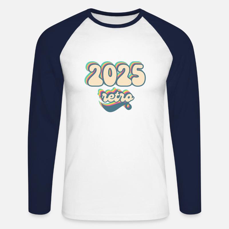 2025 Retro Geschenkidee - Unisex Baseballshirt langarm - Weiß/Navy