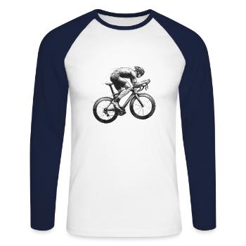 Vélos de route - T-shirt baseball manches longues Homme - blanc/marine - Devant - Nik (191cm)