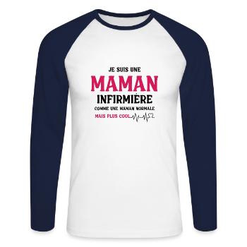 Ich bin eine Krankenschwester - Unisex Baseballshirt langarm - Weiß/Navy - Vorne - Nik (191cm)