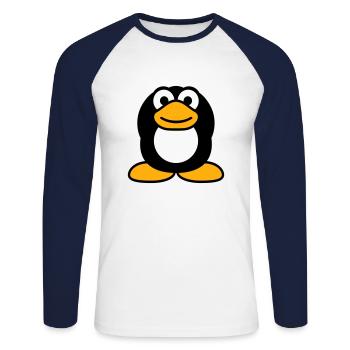 Penguin hear nothing, numb hands cover ears - Unisex Long Sleeve Baseball T-Shirt - white/navy - Front - Nik (191cm)