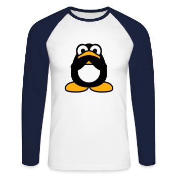 Penguin Nothing Talking Silent Hands Covering Mouth - Unisex Long Sleeve Baseball T-Shirt - white/navy - Front - Nik (191cm)