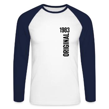 1984 Anniversary Gift 1984 Limited Edition 1984 - Unisex Long Sleeve Baseball T-Shirt - white/navy - Front - Nik (191cm)