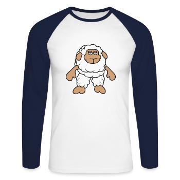 Schaf Steht Cool Gelangweilt Müde Cartoon Comic - Unisex Baseballshirt langarm - Weiß/Navy - Vorne - Nik (191cm)