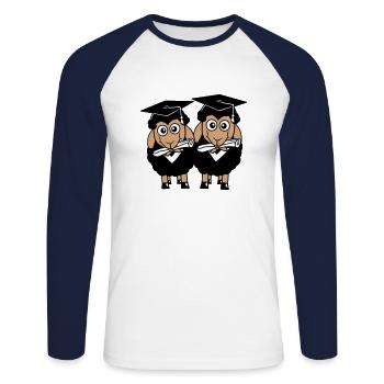 2 Schafe Zeugnis College Abi Zwei Schüler Team - Unisex Baseballshirt langarm - Weiß/Navy - Vorne - Nik (191cm)