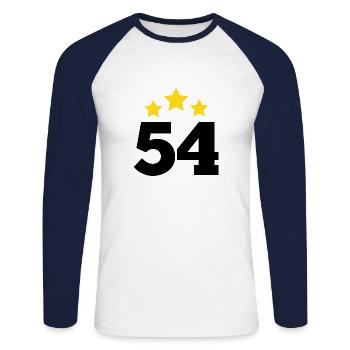 54 Years Star - 54th Anniversary Gift - Unisex Long Sleeve Baseball T-Shirt - white/navy - Front - Nik (191cm)