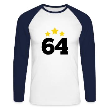 64 Years Star - 64th Birthday Gift - Unisex Long Sleeve Baseball T-Shirt - white/navy - Front - Nik (191cm)