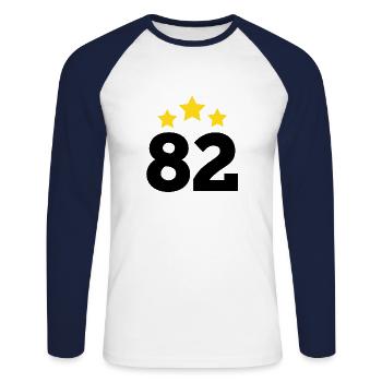 82 Years Star - 82nd Anniversary Gift - Unisex Long Sleeve Baseball T-Shirt - white/navy - Front - Nik (191cm)
