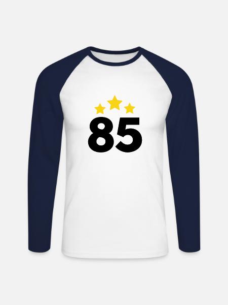 85 år gammel stjerne - 85-årsgave - Langermet baseball-skjorte for menn - hvit/marine