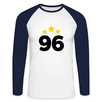 96 Years Star - 96th Anniversary Gift - Unisex Long Sleeve Baseball T-Shirt - white/navy - Front - Nik (191cm)