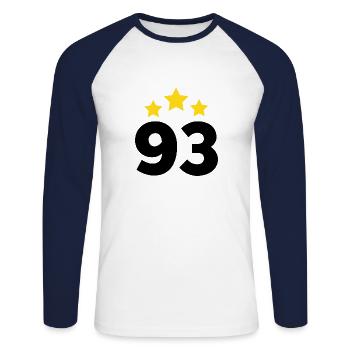 93 Years Star - 93rd Birthday Gift - Unisex Long Sleeve Baseball T-Shirt - white/navy - Front - Nik (191cm)
